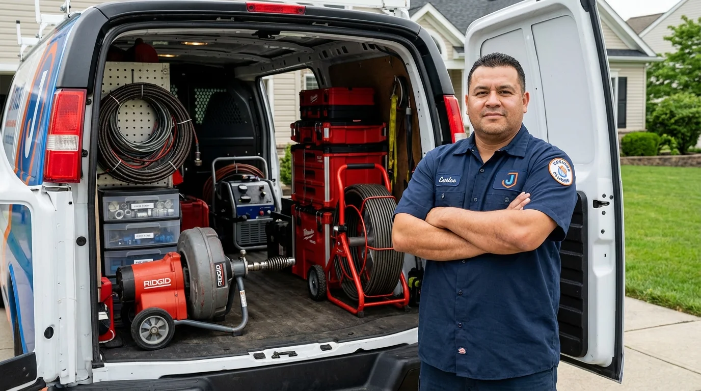 Professional drain cleaning equipment and Johns Plumbing LLC plumber in Vandiver