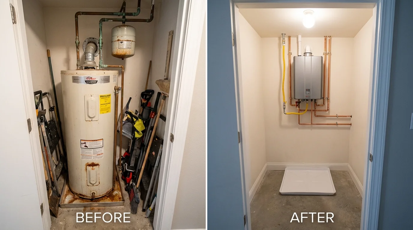 Tank water heater versus wall-mounted tankless unit comparison for Vandiver, AL homeowners